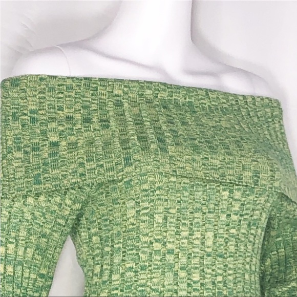 AFRM Green &Yellow Marled Long Sleeves Off Shoulder Bodysuit Sweater Size Medium - Picture 12 of 16